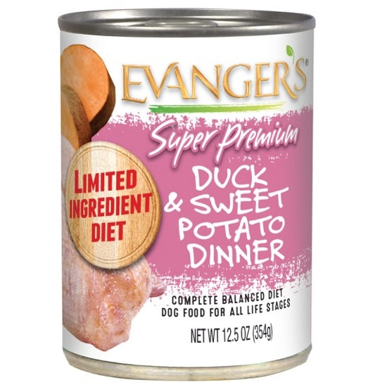 Evanger's Super Premium All Life Stages Duck & Sweet Potato, Limited Ingredient Wet Dog Can (12.5oz) - Majestic Pet Kingdom