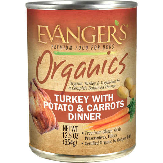 Evanger's Organics All Life Stages Turkey with Potato & Carrot Dinner Wet Dog Can (12.5oz) - Majestic Pet Kingdom