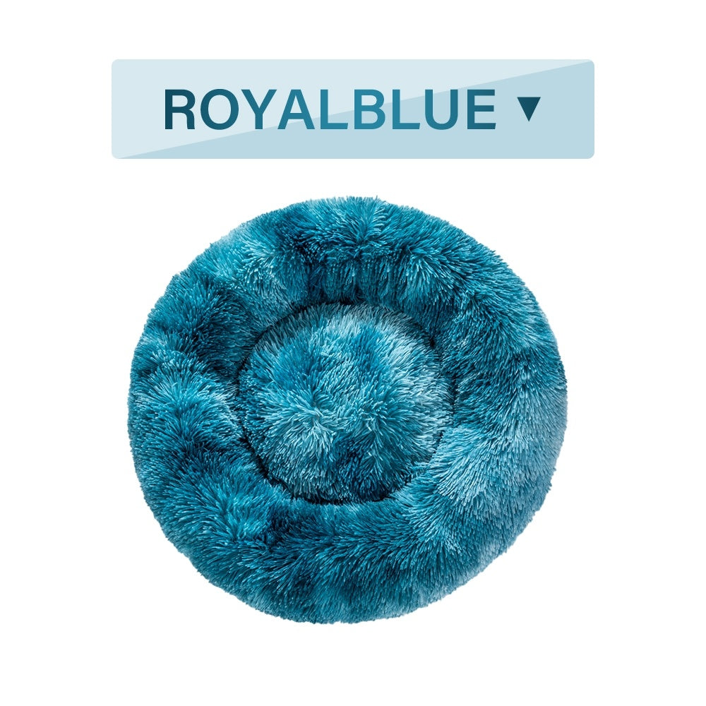 Fluffy Donut Dog Bed Warm Soft Long Plush Pet Cushion Dog House Cat Bed Washable Pet Sofa Mat Calming Samll Large Dog Beds - Majestic Pet Kingdom