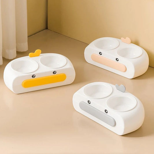 Leak-proof Food Grade Plastic Bowl Mouth Wet-proof Neck Protection Drinking Water Feeding Integrated Cat Bowl