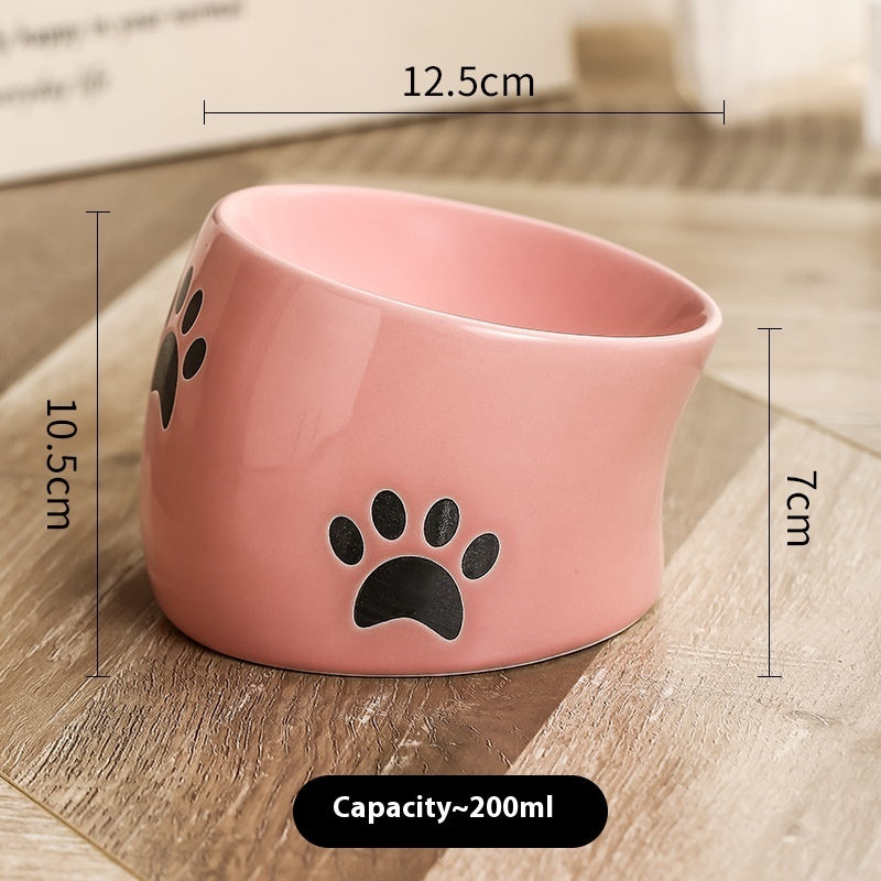 Drinking Water Neck Protection Pet Ceramic Oblique Mouth High Foot Food Basin - Majestic Pet Kingdom