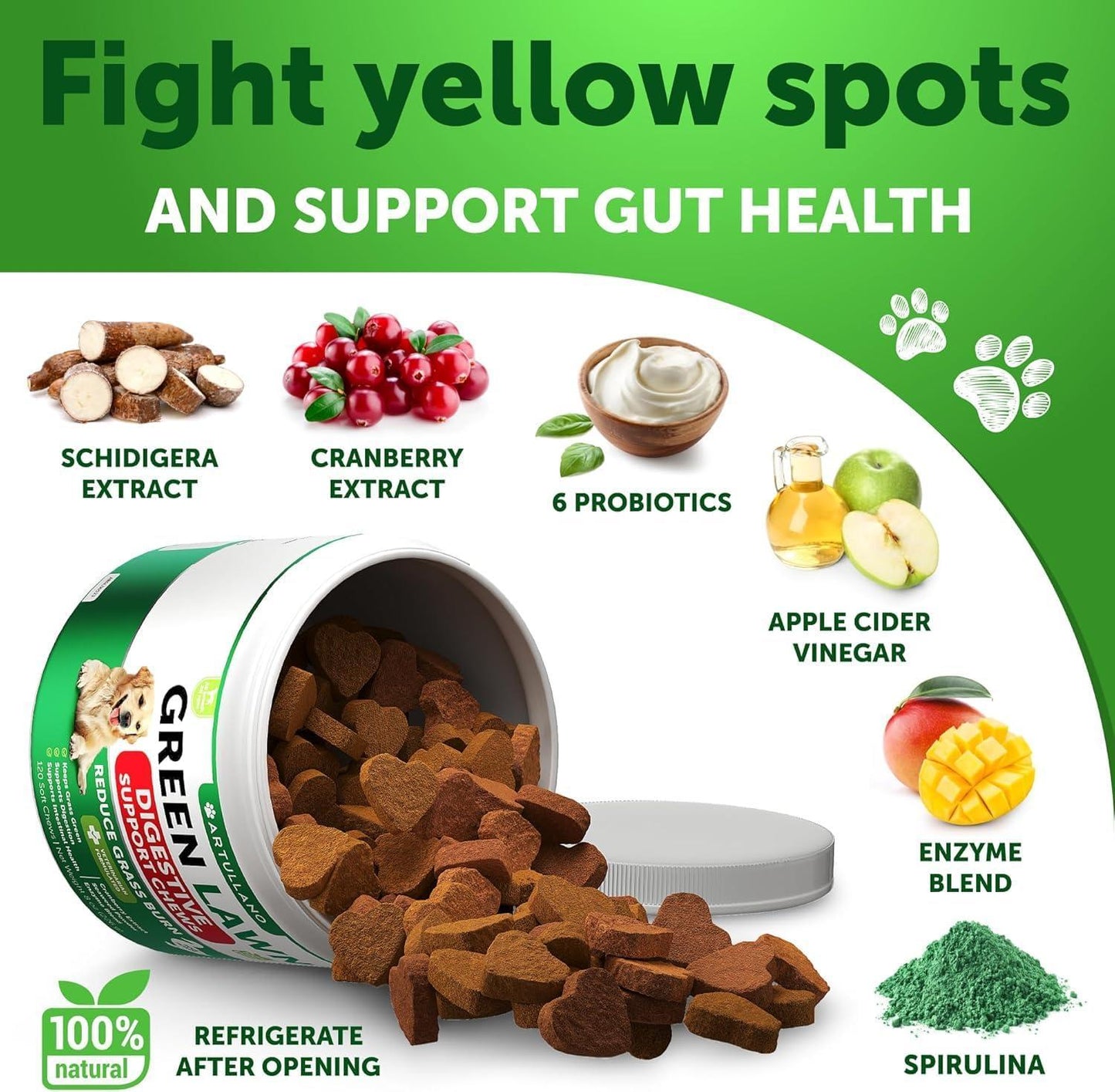 Grass Burn Spot Chews for Dogs - Lawn Neutralizer 120ct