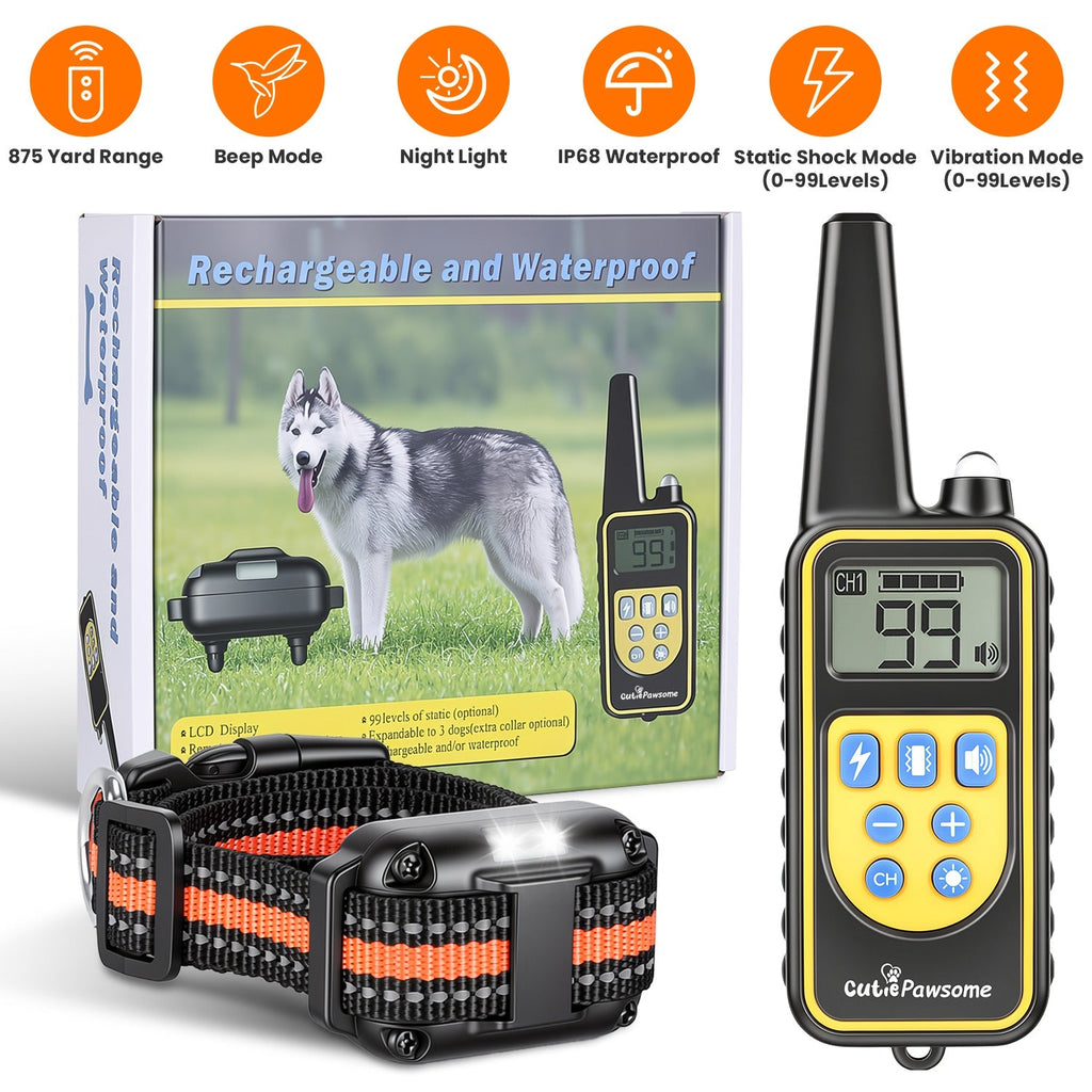 Rechargeable Dog Training Collar with Remote – 875 Yard Range - Majestic Pet Kingdom