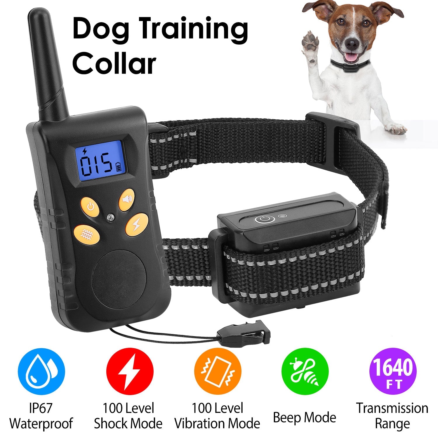 Dog Training Collar IPX7 Waterproof Pet Beep Vibration Electric Shock Collar Rechargeable Transmitter Receiver Trainer w/ Remote - Majestic Pet Kingdom