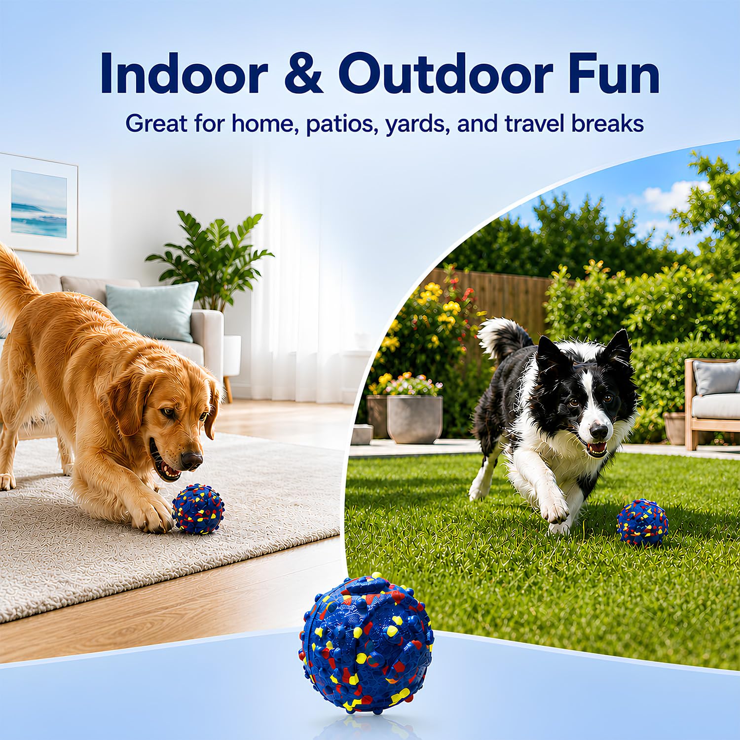 Smart Interactive Dog Toys For Large Dogs, 3.1 Inch Auto Lightweight Moving Dog Toy, Chew-Resistant E-TPU Interactive Dog Ball, IP54 Waterproof, USB-C Rechargeable, Indoor & Outdoor