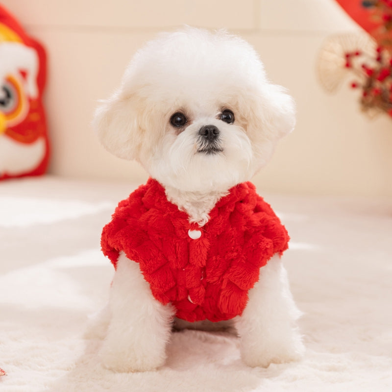 Dog Autumn And Winter, Puppy For The New Year, Golden Turtle Fleece For The New Year, Warm Fleece Coat, Small Dog, Cat And Pet Dog Clothes - Majestic Pet Kingdom