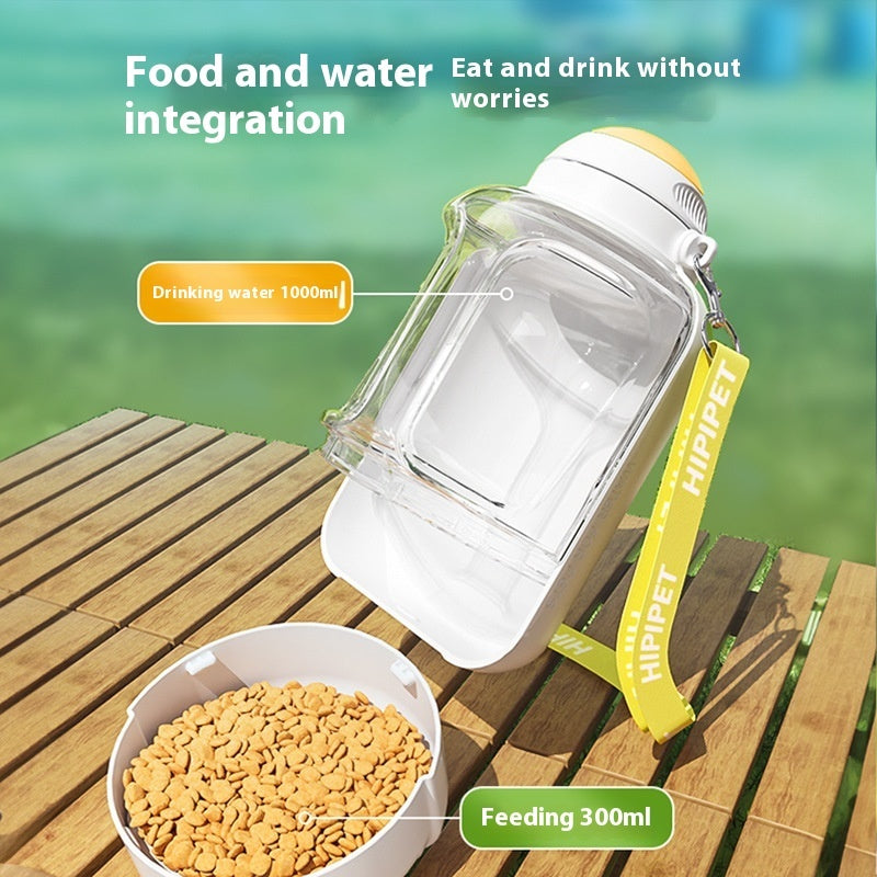 2 In 1 Dog Large Capacity Pets Out Drinking Pot Cat Water Dispenser Portable Water Cup Water And Food Integrated Bowl Pet Products - Majestic Pet Kingdom