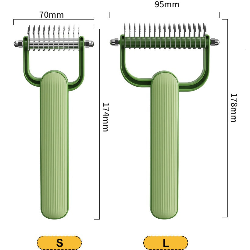 Dog Grooming Rake Double-Sided Dematting Undercoat Comb Tool - Detail Angle 2 | Majestic Pet Kingdom