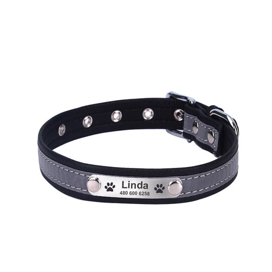 Reflective Lettering Collar Small And Medium Dog Collar Microfiber Soft Cat Collar | Purrfect Pet Kingdom