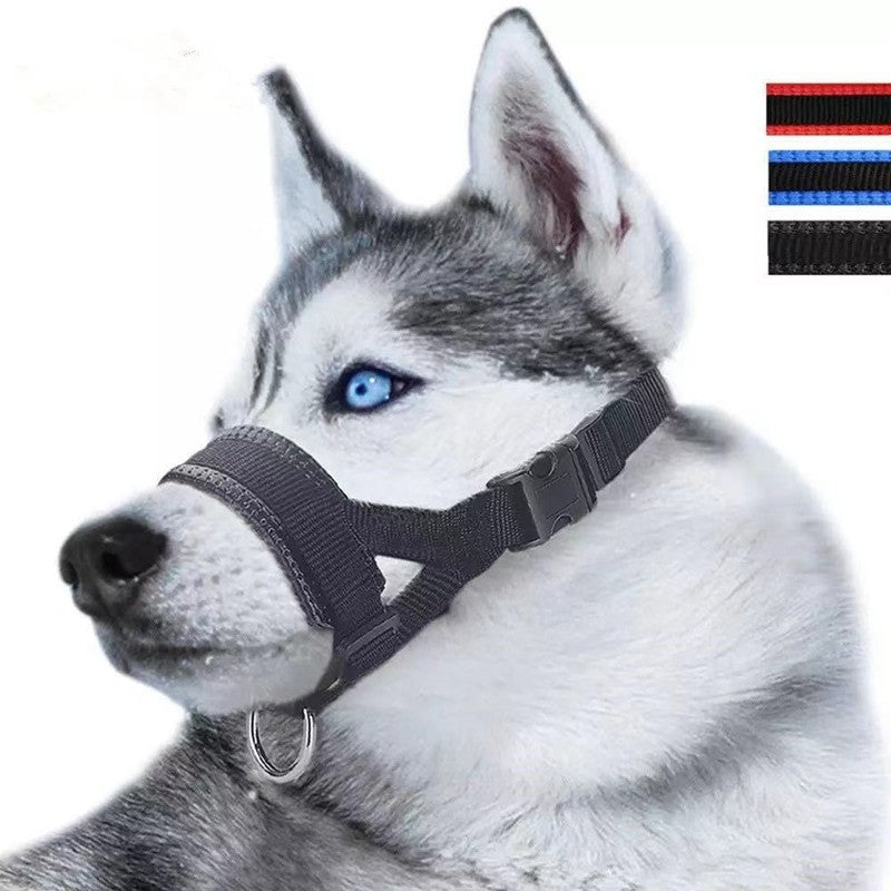 Dog Muzzle Breathable Nylon Anti-Bark Biting Guard Strap Set