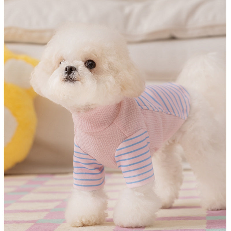 Cute Striped Dog Shirts With Belt Loops, Soft Knitted Pet Clothes For Puppies And Cats, Fashionable Puppy Clothing