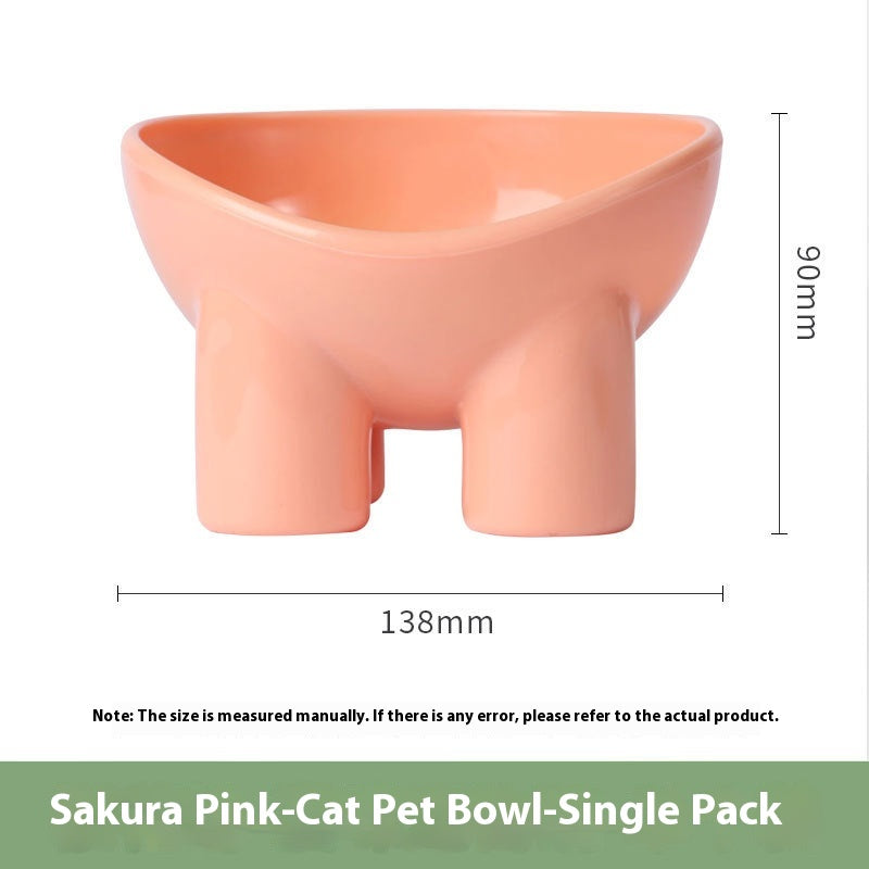 Pet Bowl Cute Cat Basin Double Bowl Neck Protection High Leg Anti-tumble - Majestic Pet Kingdom