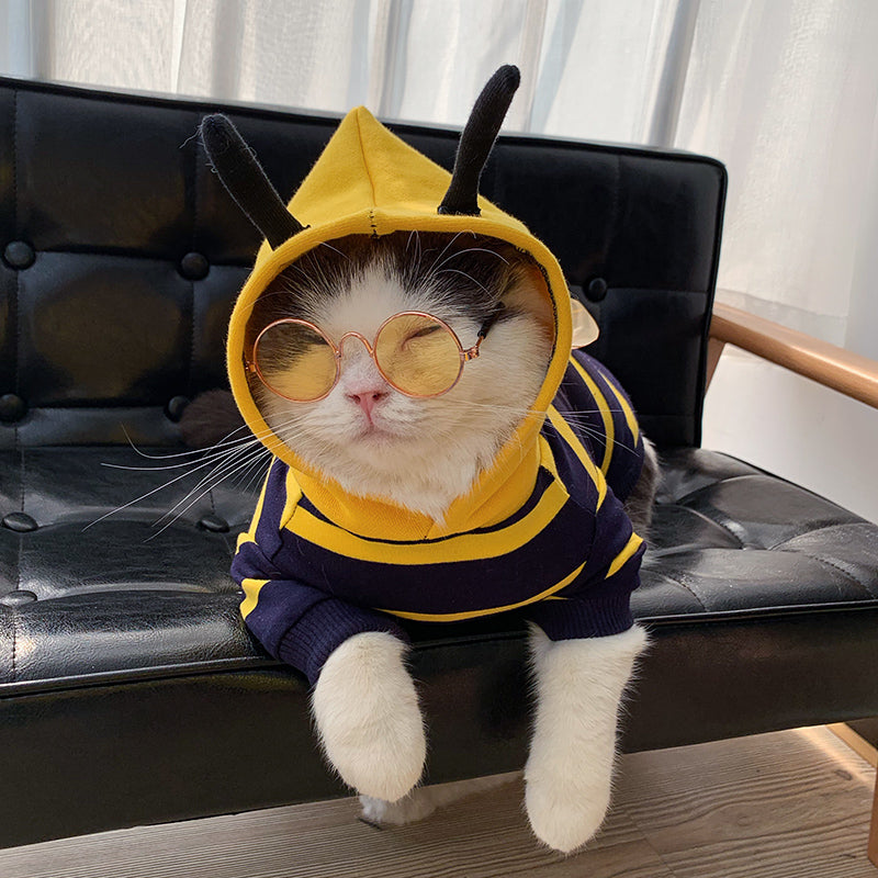 Winter Warm Clothes Cute Plush Coat Hoodies For Bulldog Pet Costume Jacket Bee Pet Puppy Coat - Majestic Pet Kingdom