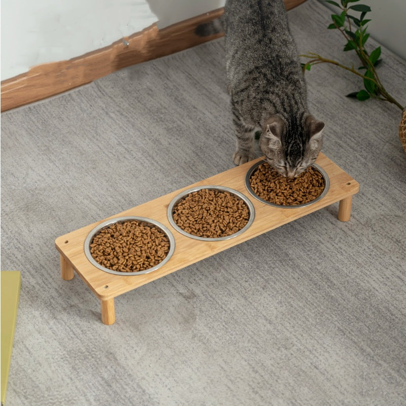 Dog Bowls Stainless Steel Large Double Dishes with Bamboo Stand - Detail Angle 3 | Majestic Pet Kingdom