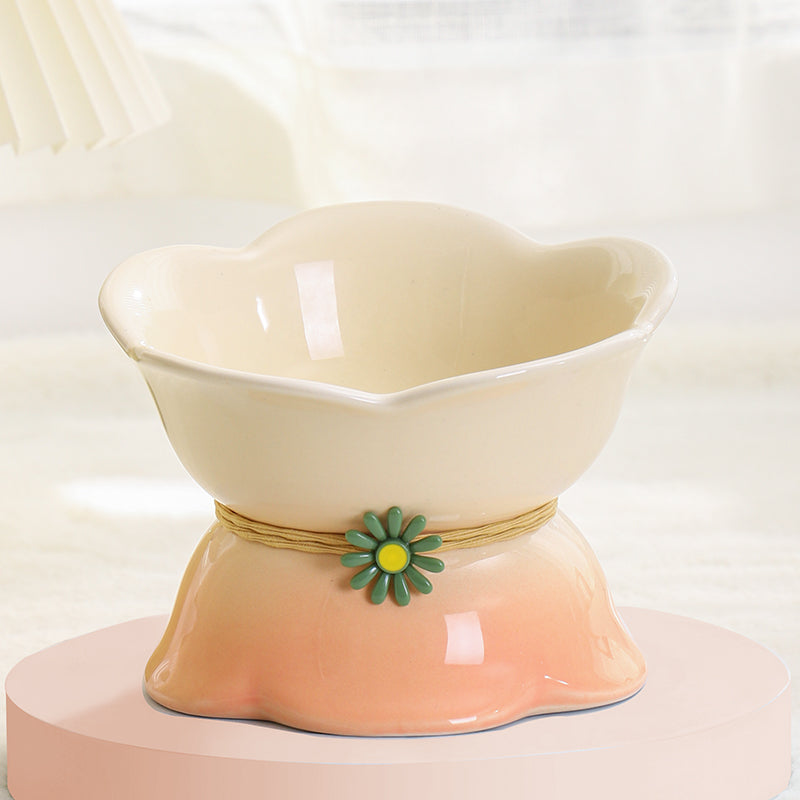 Cute Cat Bowl Ceramic Flower Gradient - Majestic Pet Kingdom