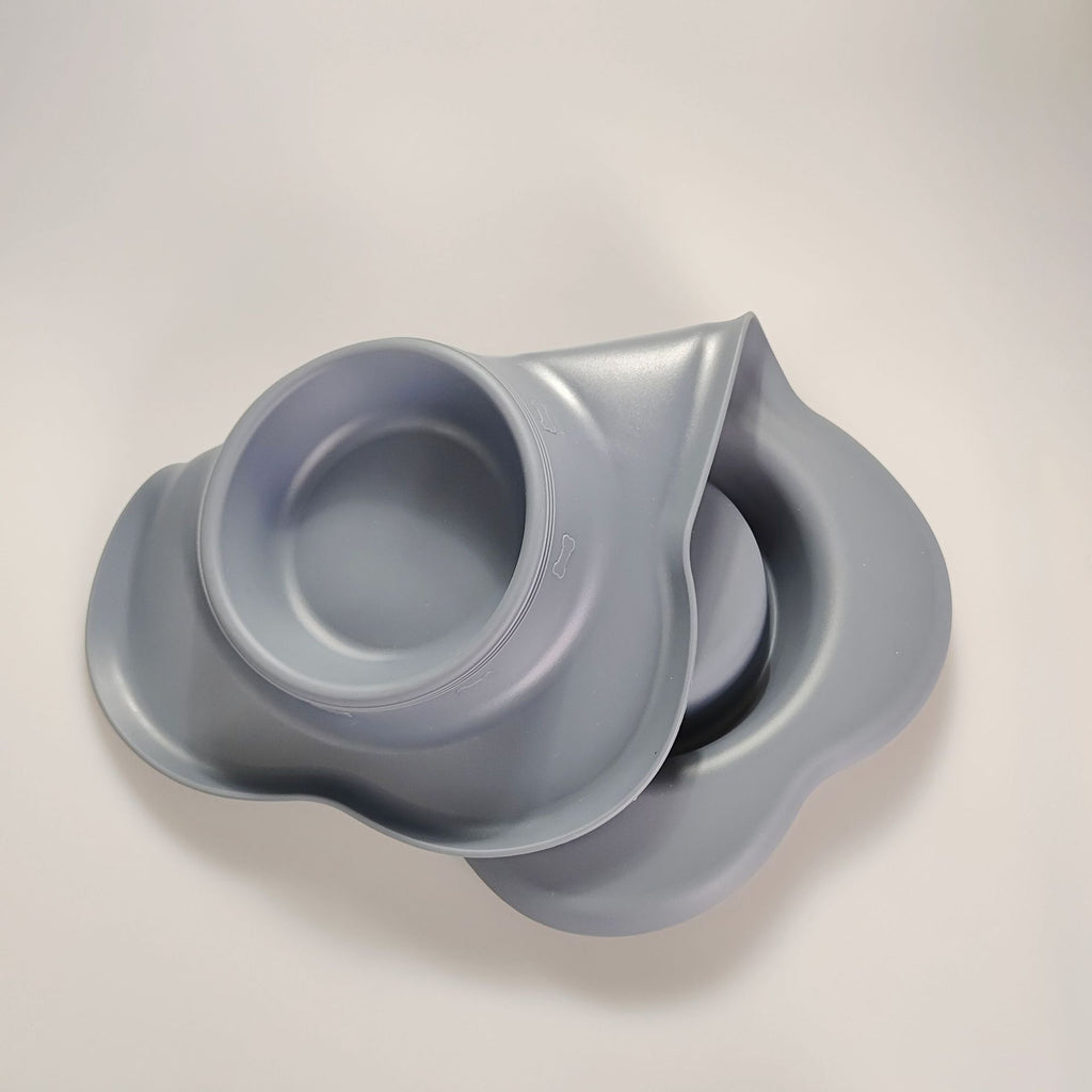 Large Silicone Pet Bowl Double Dog Bowl Stainless Steel - Majestic Pet Kingdom
