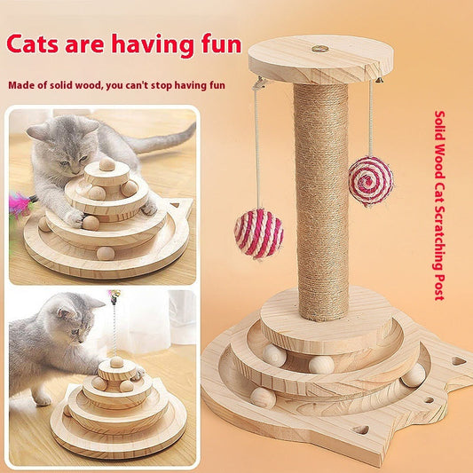 Toy Solid Wood Turntable Self-Hi Cat Teaser