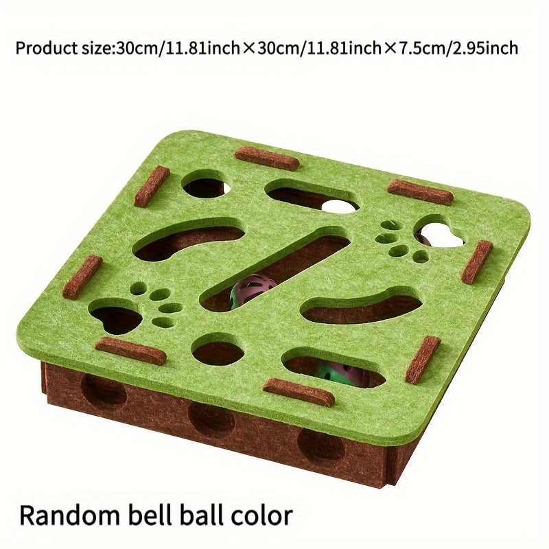 Interactive Cat Puzzle Toy With Maze Tunnel, Bell Ball & Pathways - No Batteries Needed, Durable Felt Construction - Mental Stimulation & Hunting Exercise For Indoor Cats - Pet Exercise Toy For All Br
