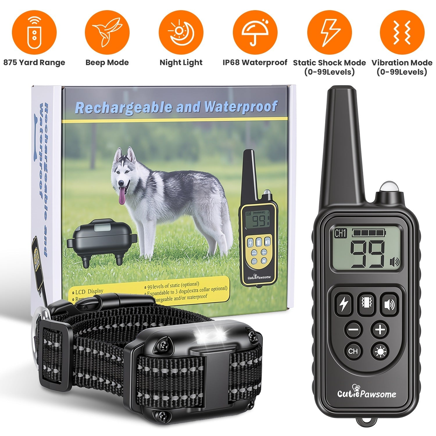 Rechargeable Dog Training Collar with Remote – 875 Yard Range - Majestic Pet Kingdom
