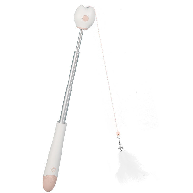 Laser Double-head Telescopic Funny Cat Stick, Plush Ball Feather Fun Cat Toy