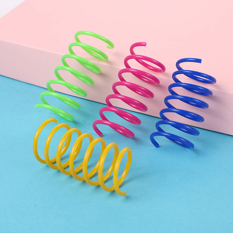 Cat Toys Colorful Spiral Springs Heavy-Gauge Bouncing 10-Pack - Detail Angle 4 | Majestic Pet Kingdom