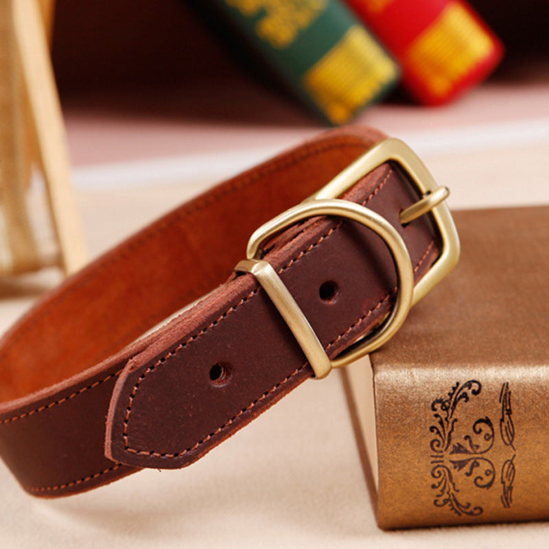 Small And Medium Sized Dog Cowhide Pet Collar - Majestic Pet Kingdom