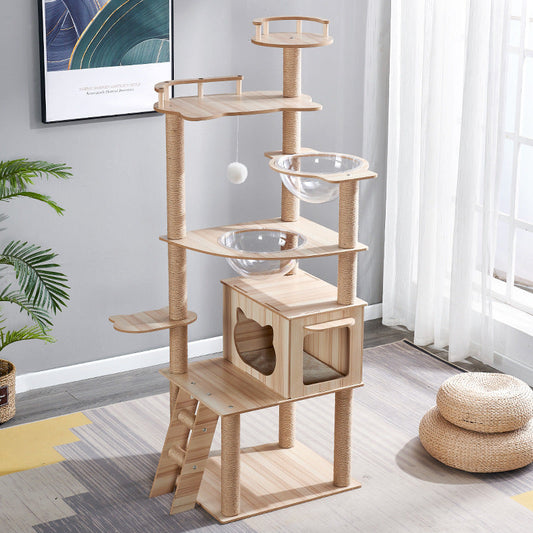 Cat Tree Climbing Frame with Sisal Scratch Board & Cozy Nest