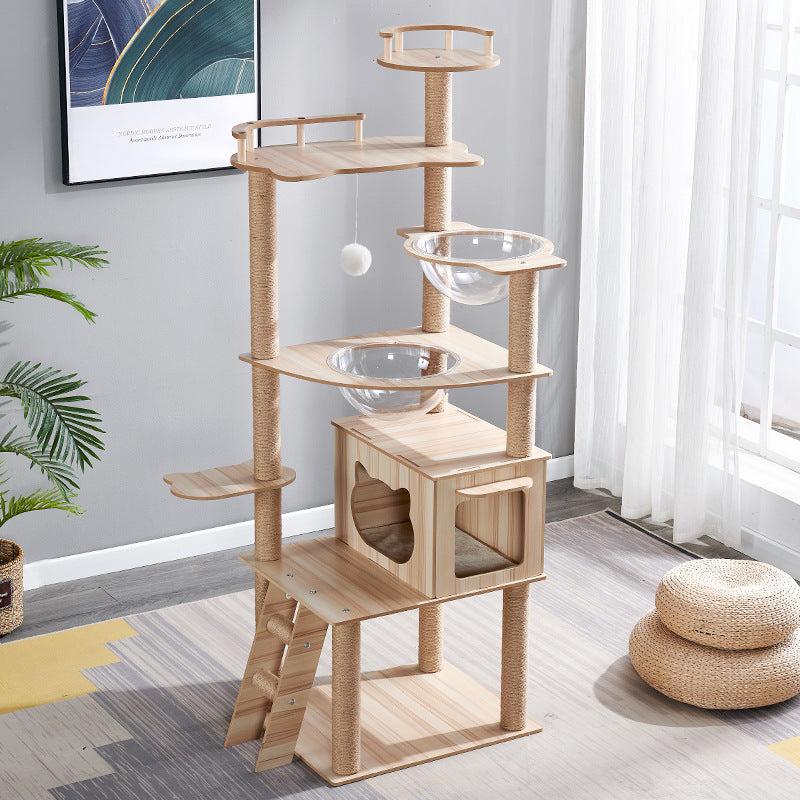 Cat Tree Climbing Frame with Sisal Scratch Board & Cozy Nest