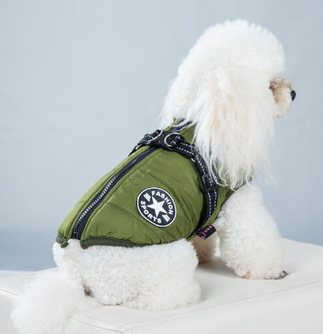 Pet Warm Dog Cotton-padded Clothes Fleece-lined Thickened Reflective Gallus - Majestic Pet Kingdom