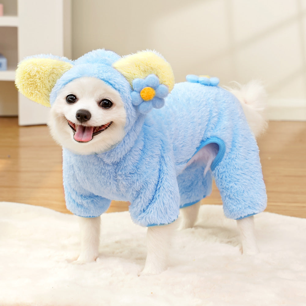 Pet Dog And Cat Clothing And Accessories Autumnwinter Fleece-lined Four-legged Dog Outfits - Premium Pet Accessory