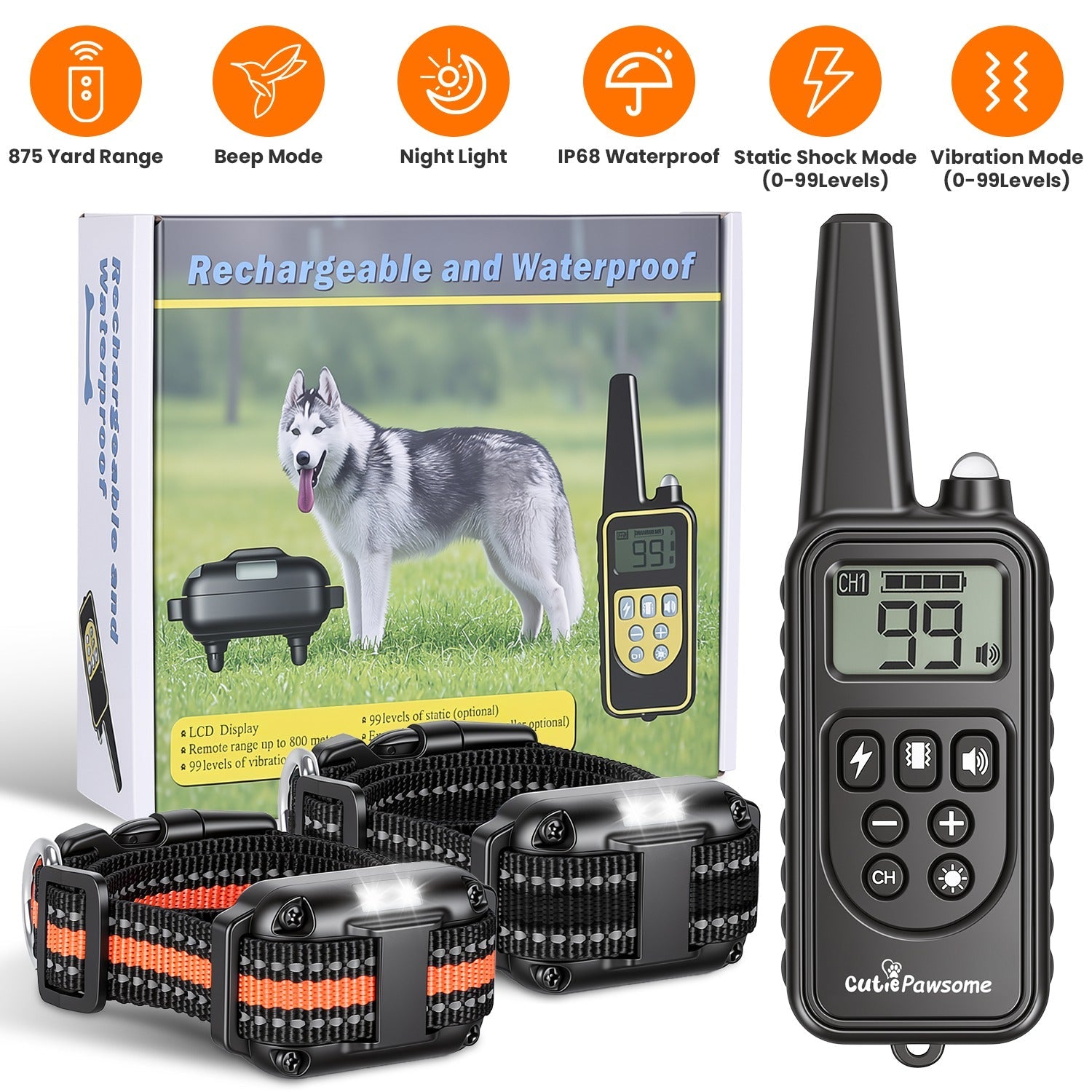 Rechargeable Dog Training Collar with Remote – 875 Yard Range - Majestic Pet Kingdom