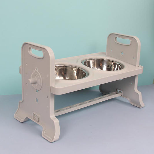 Dog Bowls Elevated Adjustable Height Stainless Steel Double Set