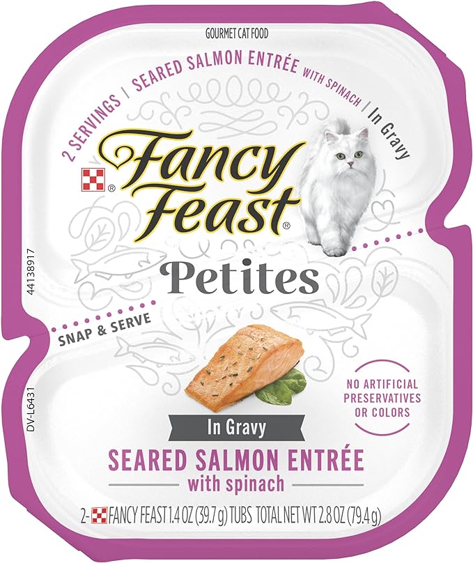 Fancy Feast Petites Seared Salmon with Spinach in Gravy Wet Cat Food (2.8oz) - Majestic Pet Kingdom