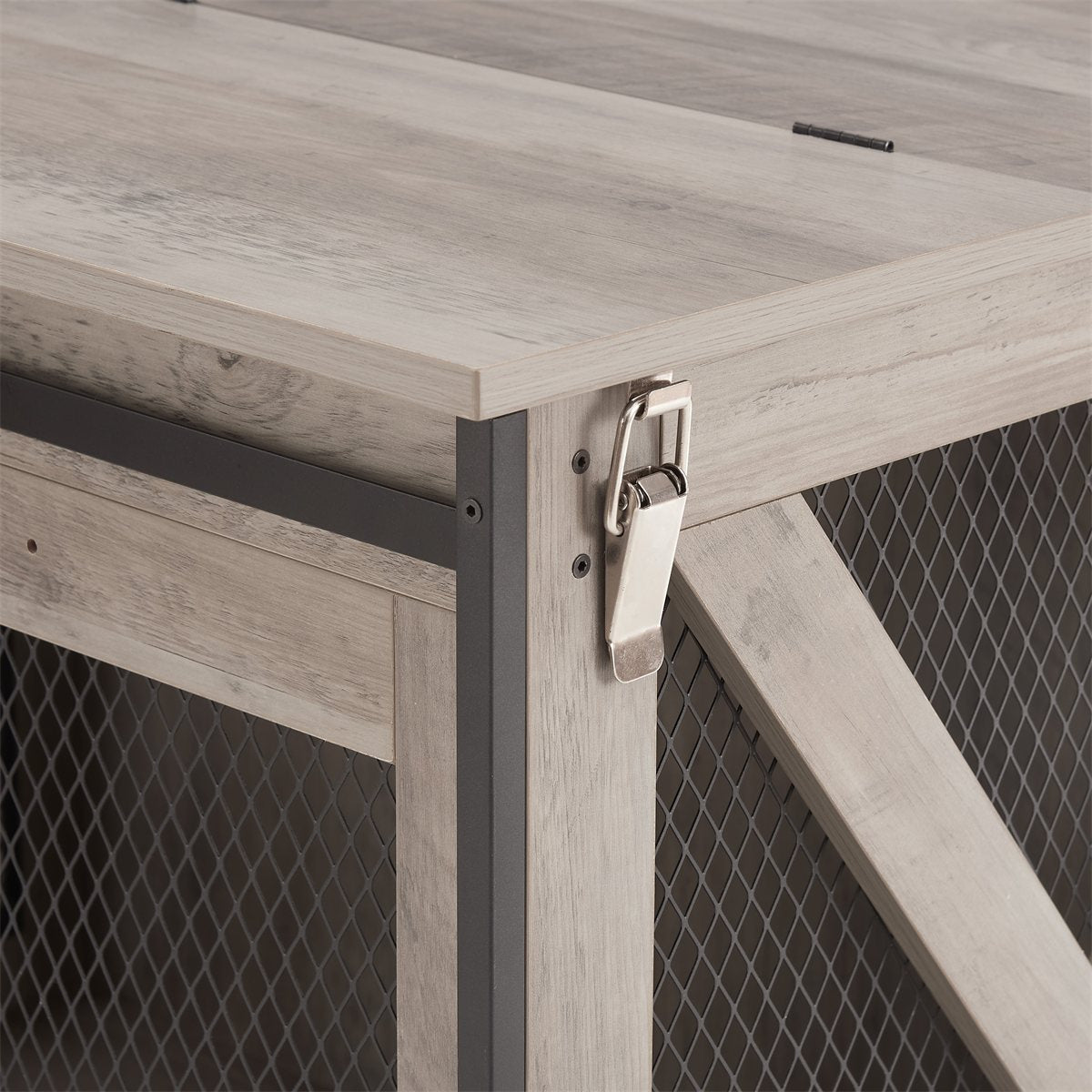 Dog Crate Furniture Farmhouse Flip-Top Sliding Barn Door Table - Detail Angle 6 | Majestic Pet Kingdom