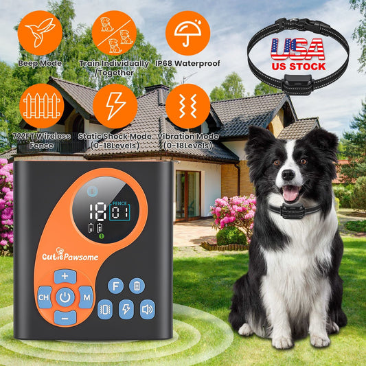 Wireless Dog Fence System with Training Collar - 722FT Range | Purrfect Pet Kingdom