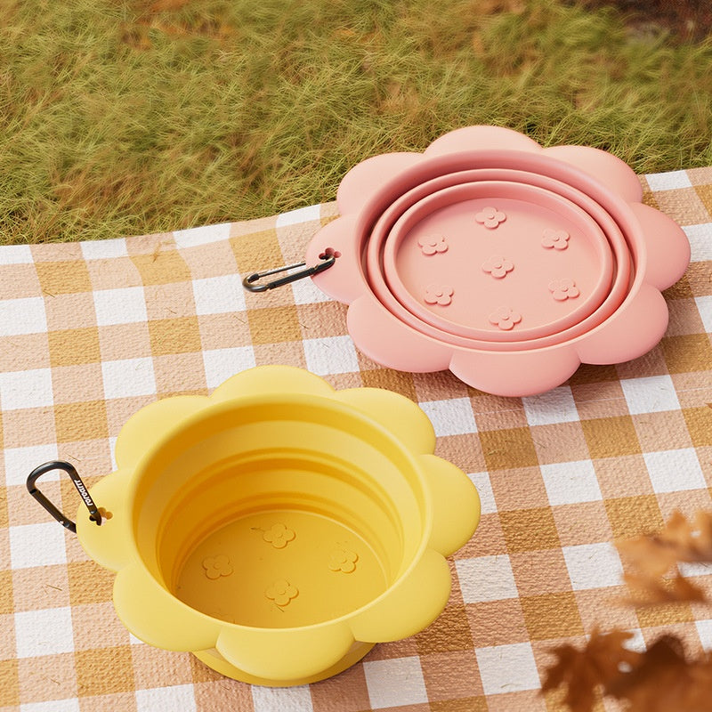 Pet Flower Folding Bowl Silicone Outdoor Portable Drinking Bowl