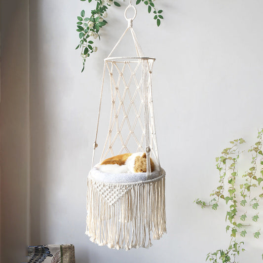 Cat Hammock Boho Macrame Hand-Woven Cotton Rope Swing Bed