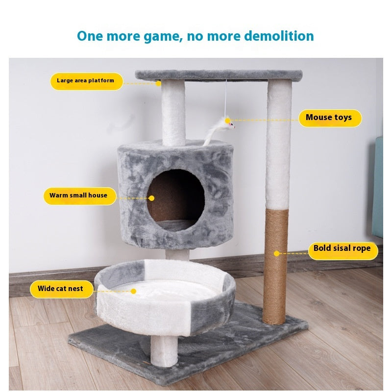 Cat Tree Multi-Level Tower with Scratch Board & Sleeping Nest - Detail Angle 2 | Majestic Pet Kingdom