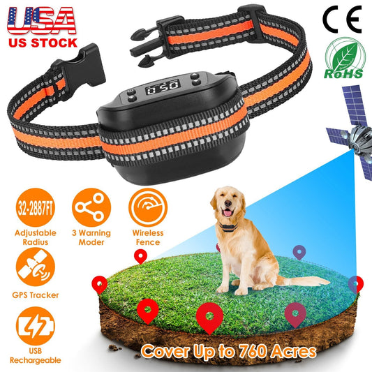 2 In 1 Dog GPS Fence Tracker Wireless GPS Dog Fence GPS Dog Collar with 32-2887FT Radius IPX6 Waterproof for Small Medium Large Dogs | Purrfect Pet Kingdom