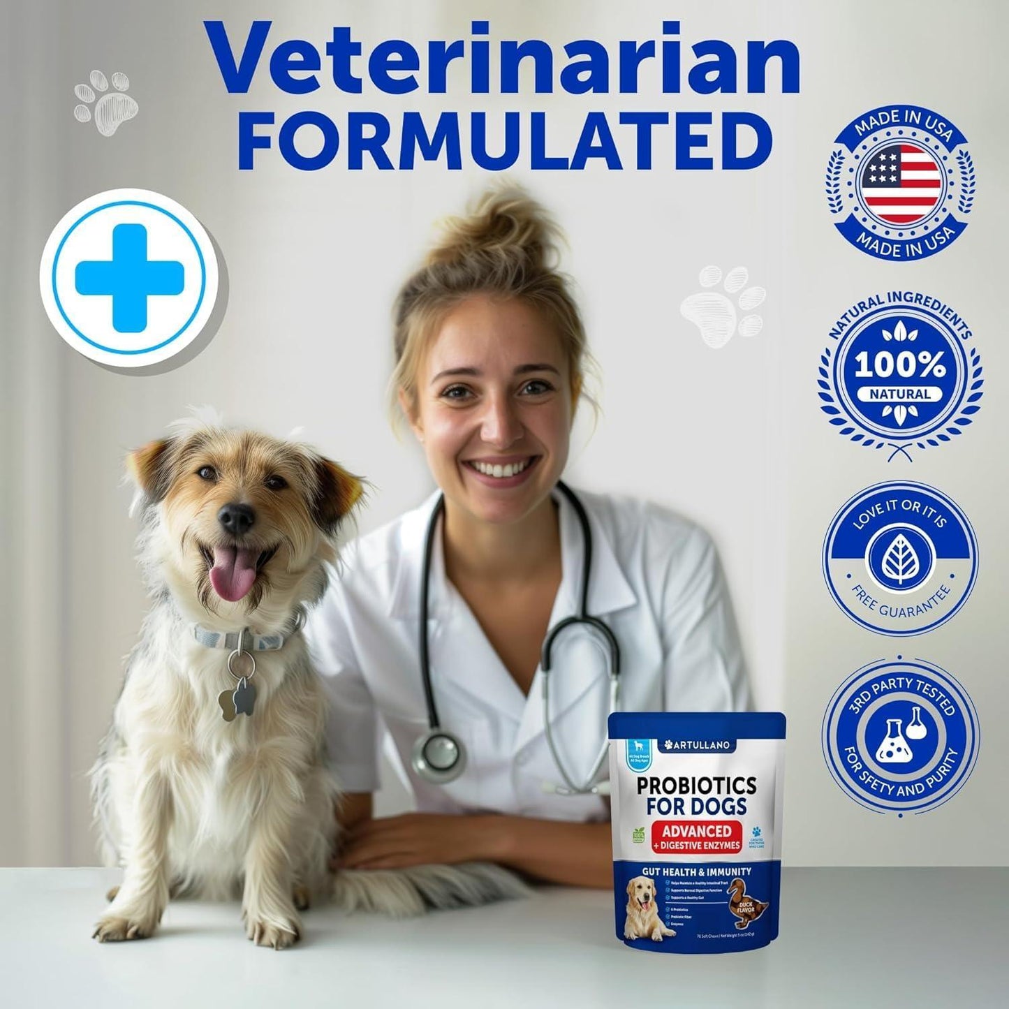 Dog Probiotics Duck Flavor Prebiotic Gut Soft Chews 70 Count - Detail Angle 3 | Majestic Pet Kingdom