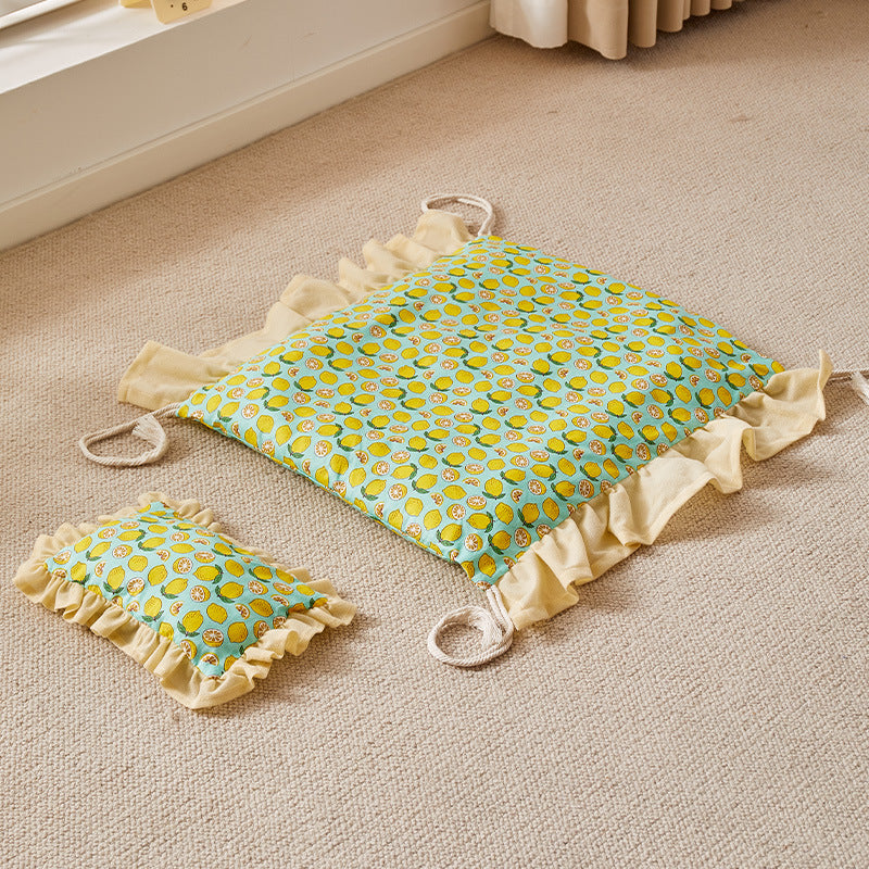 All-Season Wooden Dog Bed & Summer Cushion