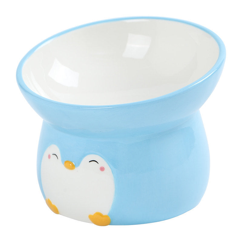 Pet Ceramic Cat Food Basin Protection Cervical Spine Oblique Mouth Tall Bowl Easy To Clean Pet Supplies - Majestic Pet Kingdom