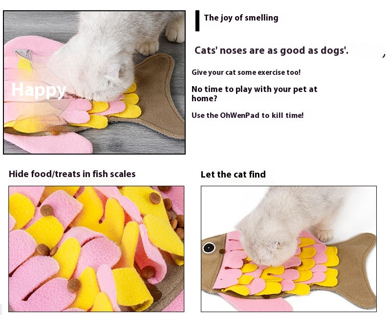 Fish-shaped Smell Blanket Training Cat Toy Food Bowl Toy - Majestic Pet Kingdom