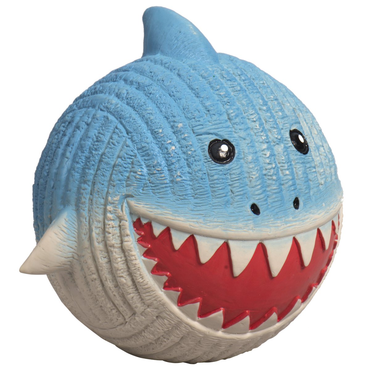 Dog Toy Finn the Shark Ruff-Tex Latex Ball Large Squeak Fetch - Detail Angle 6 | Majestic Pet Kingdom