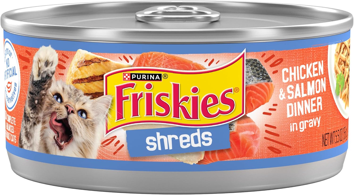 Friskies Shreds Chicken & Salmon in Gravy Wet Cat Food (5.5oz) - Majestic Pet Kingdom