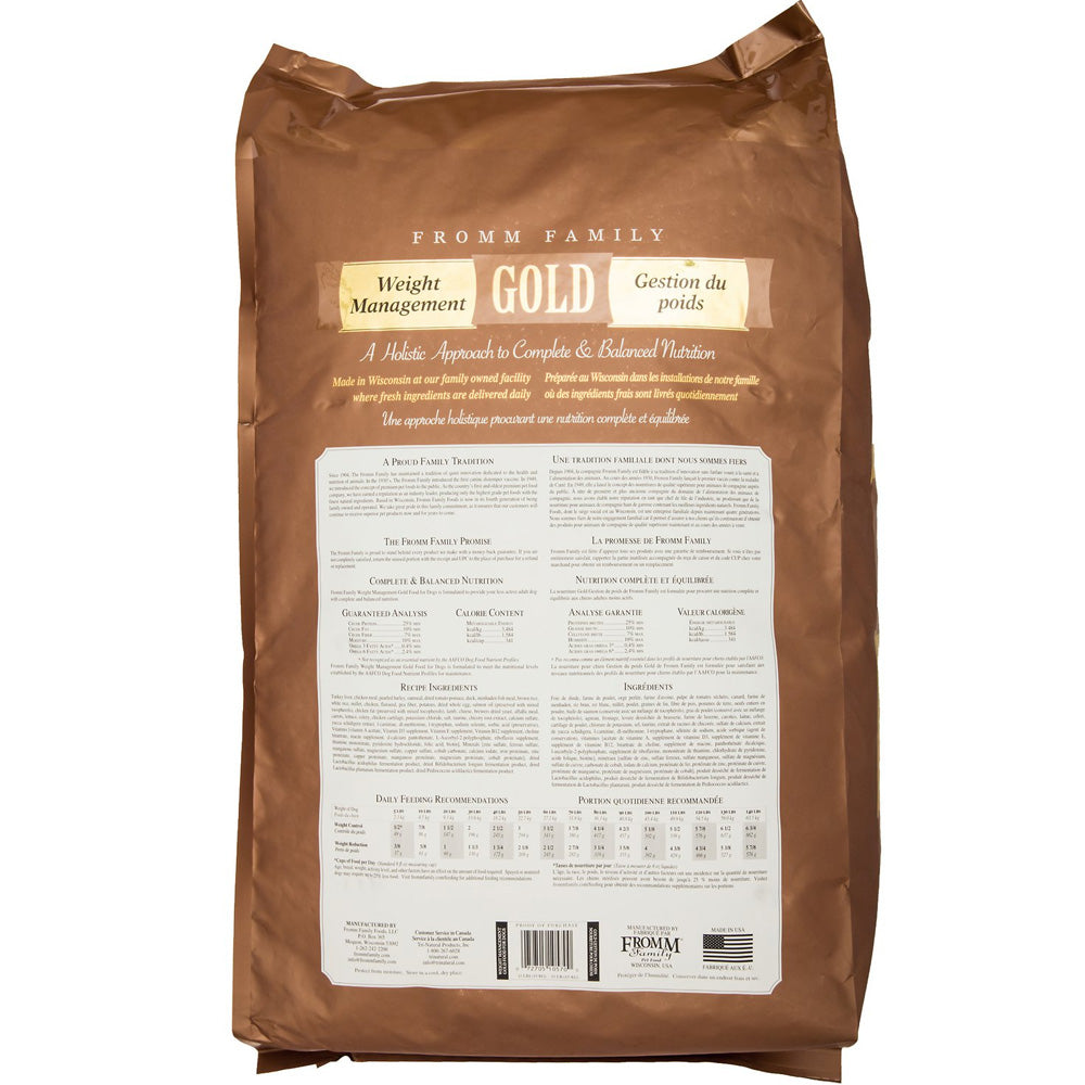Dog Food Fromm Gold Weight Management Turkey Recipe Dry Bag