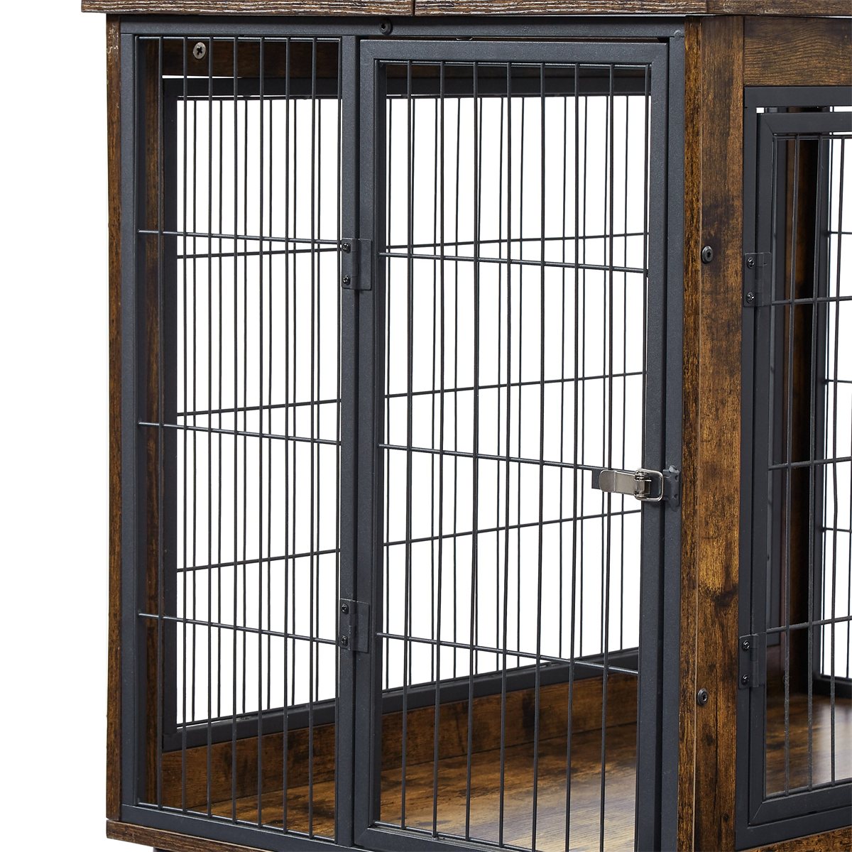 Dog Crate Furniture 38.5in Wooden Kennel Double Door End Table - Detail Angle 4 | Majestic Pet Kingdom