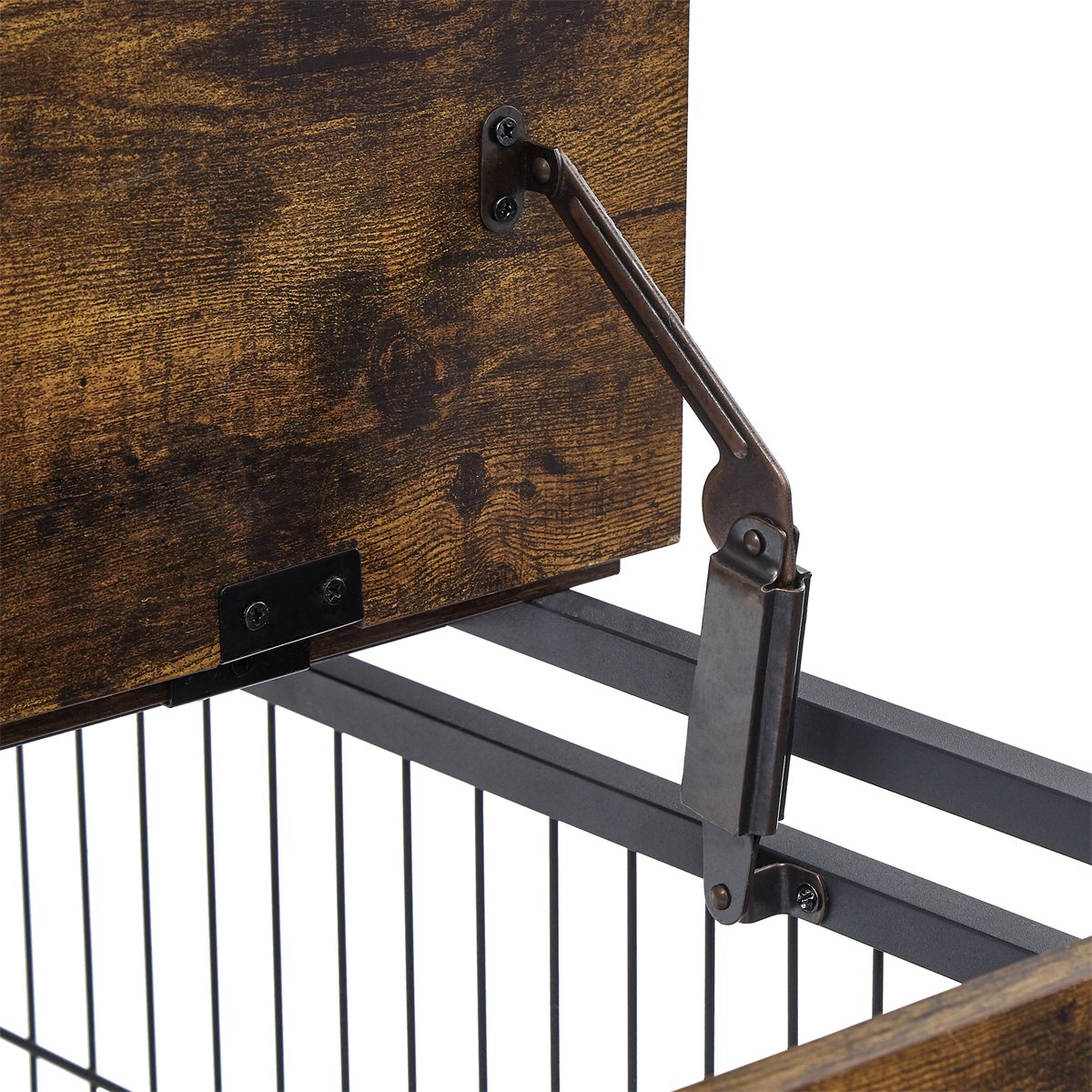 Dog Crate Furniture 38.5in Wooden Kennel Double Door End Table - Detail Angle 6 | Majestic Pet Kingdom