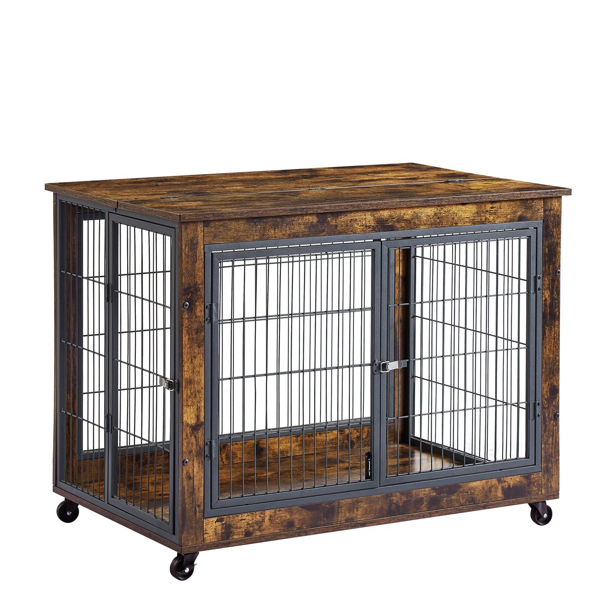 Dog Crate Furniture 38.5in Wooden Kennel Double Door End Table - Detail Angle 7 | Majestic Pet Kingdom