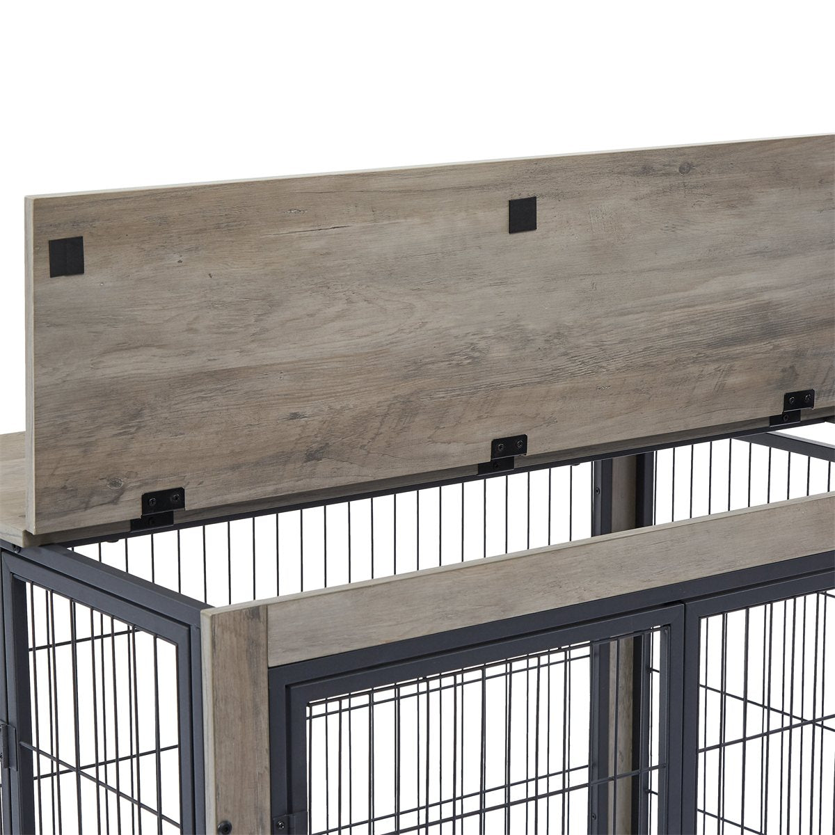 Dog Crate Furniture 38.5in Rolling Table Double Door Lift-Top - Detail Angle 5 | Majestic Pet Kingdom